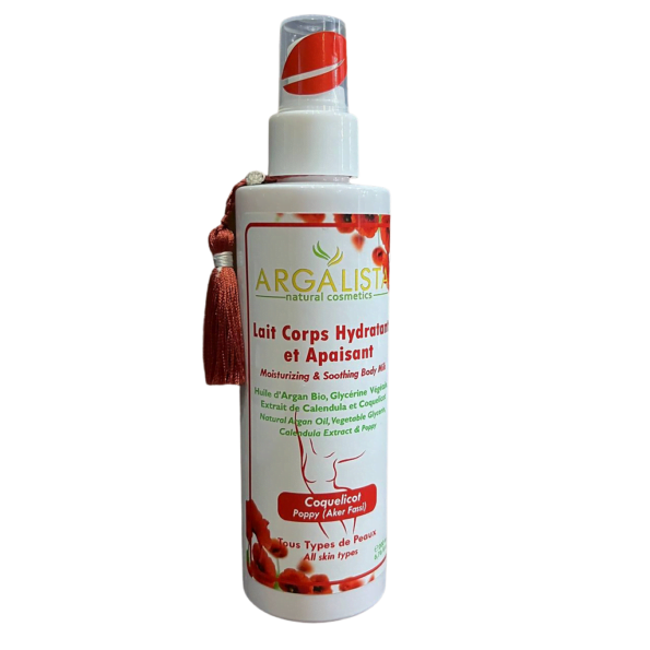 body milk poppy powder (akker fassi), lait corps poudre de coquelicot, حليب الجسم العكر الفاسي, argalista